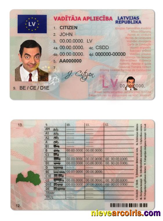 Latvia driving license